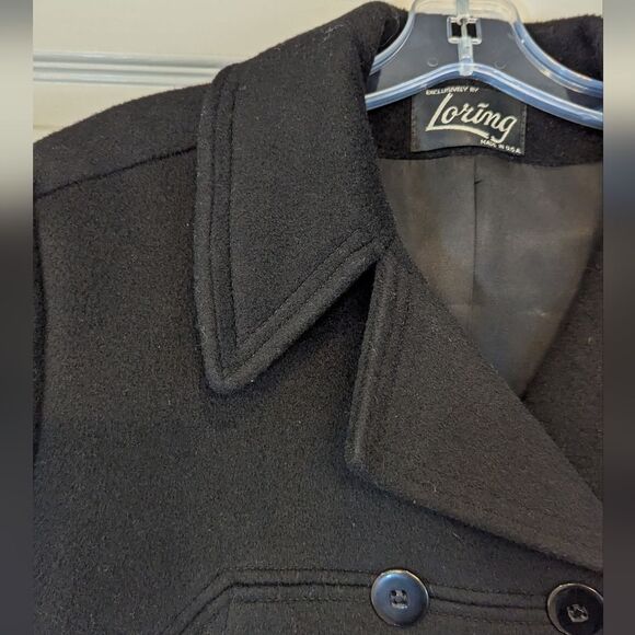 Fortsmann by Loring Black wool double breasted jacket full length coat size M - Picture 6 of 10